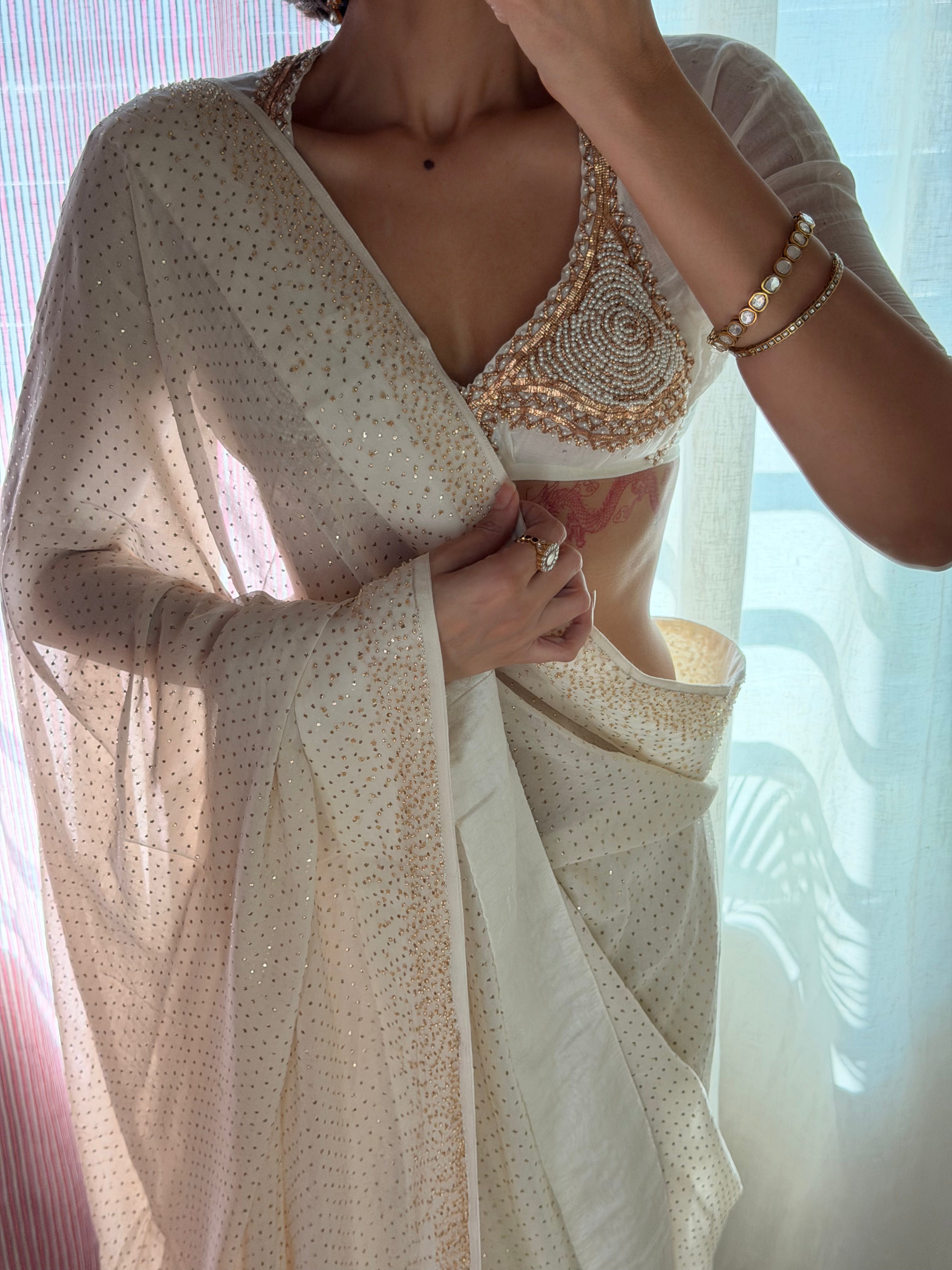 Mukaish Georgette Saree