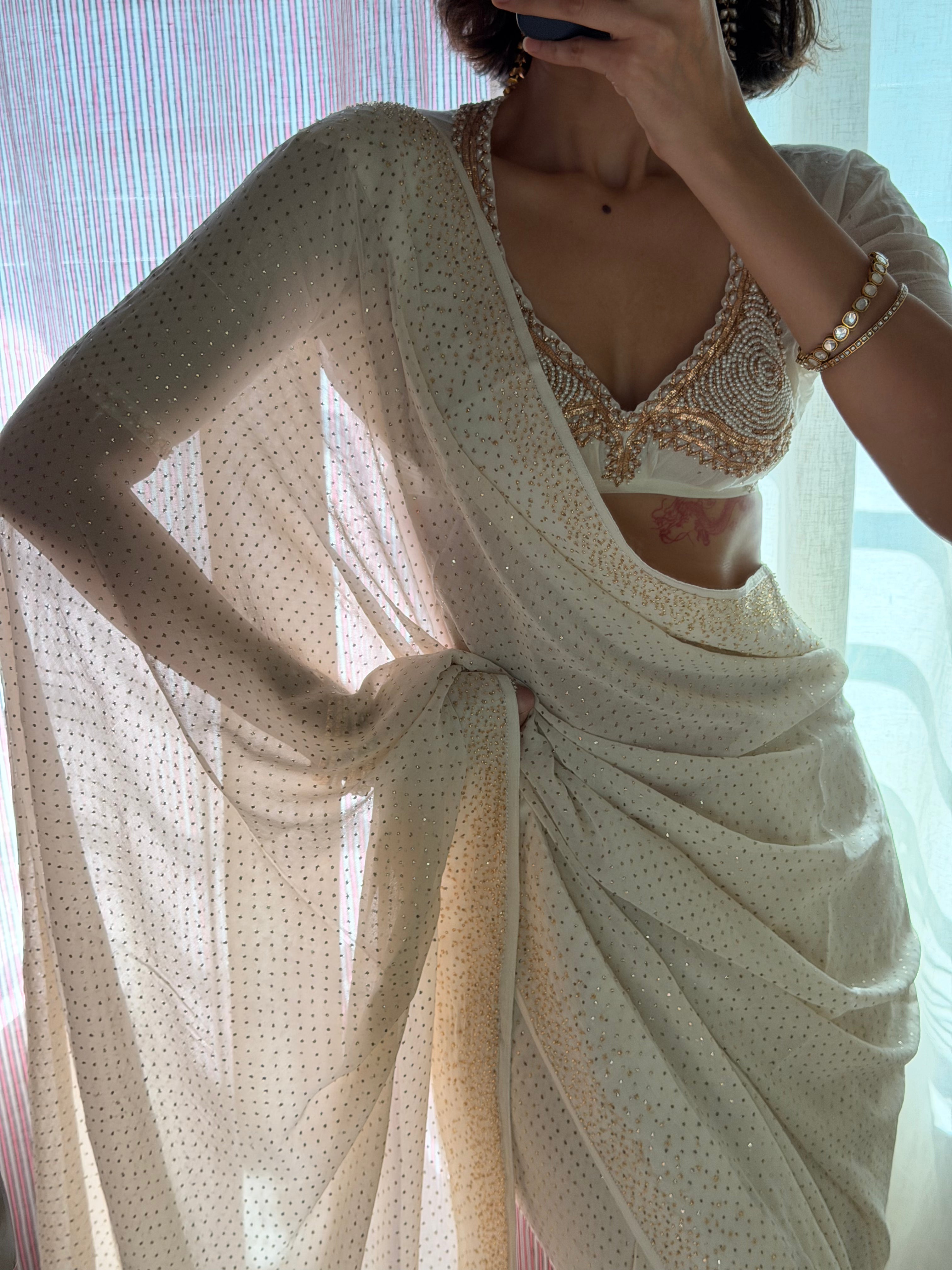 Mukaish Georgette Saree