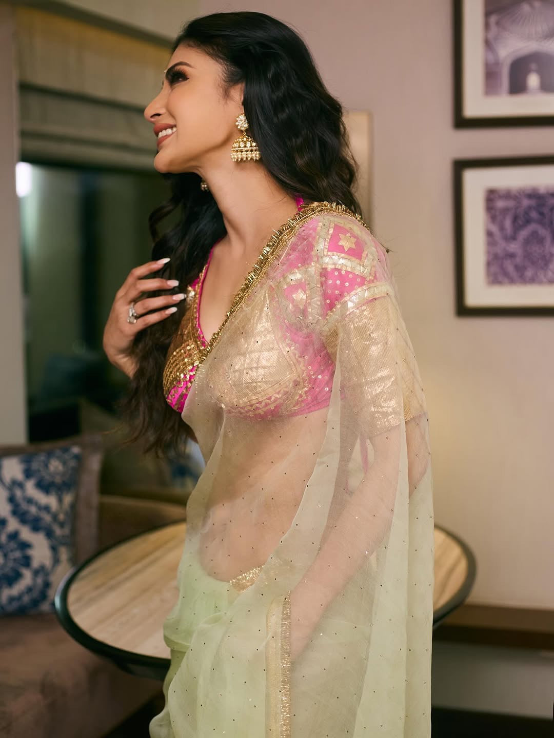Pistachio Organza Saree