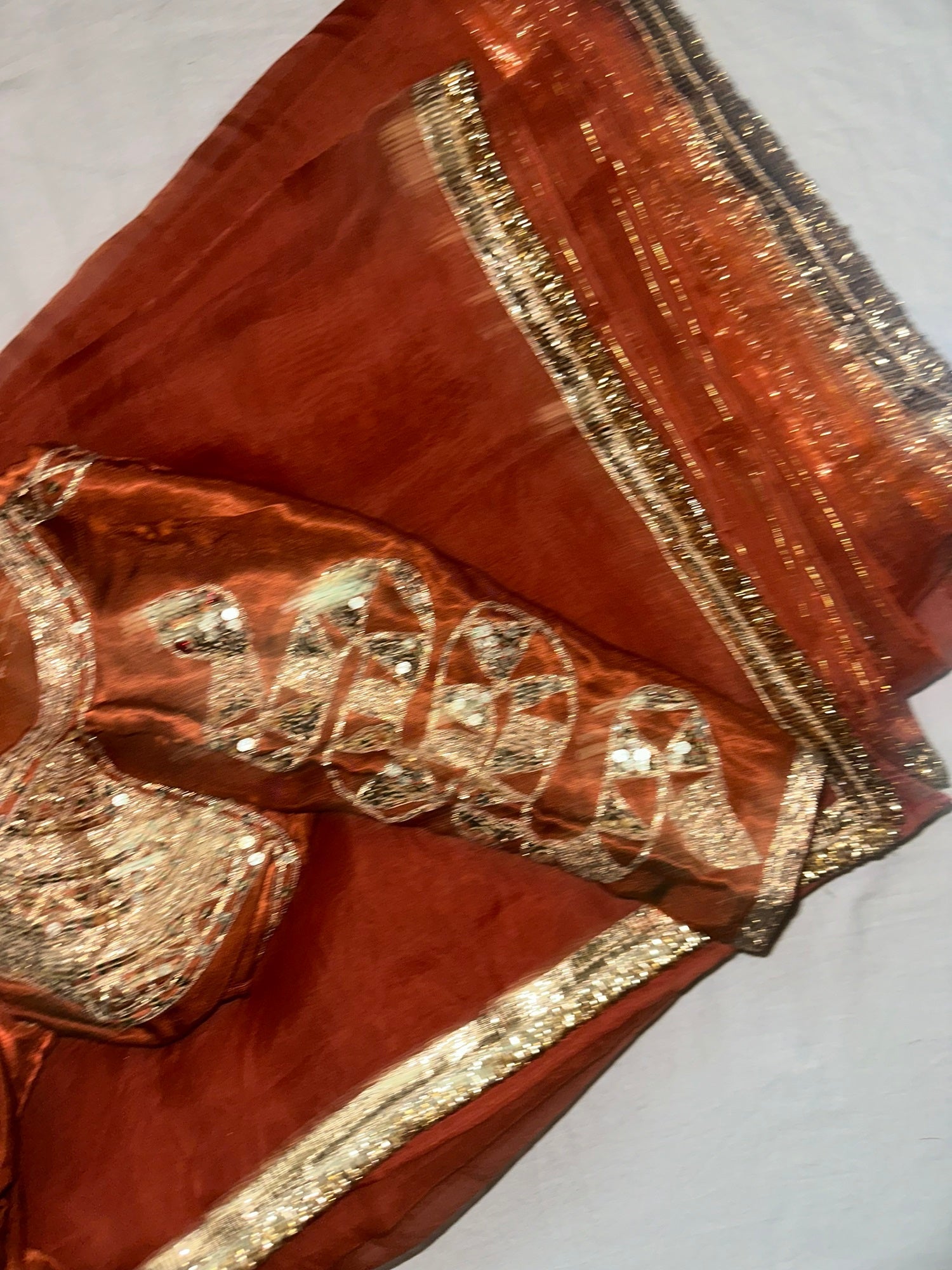 Rust Organza Saree