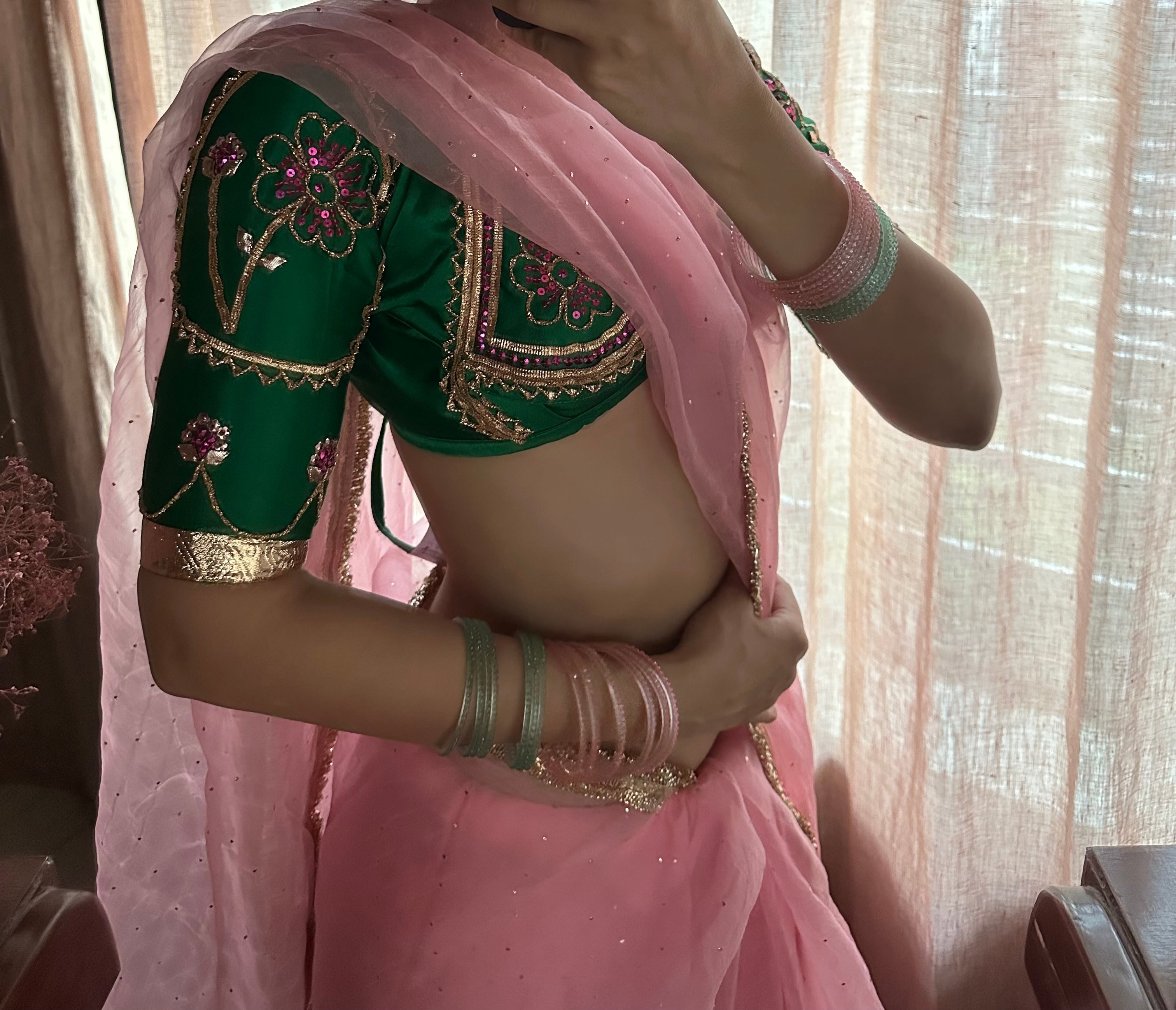 Pink Organza Saree