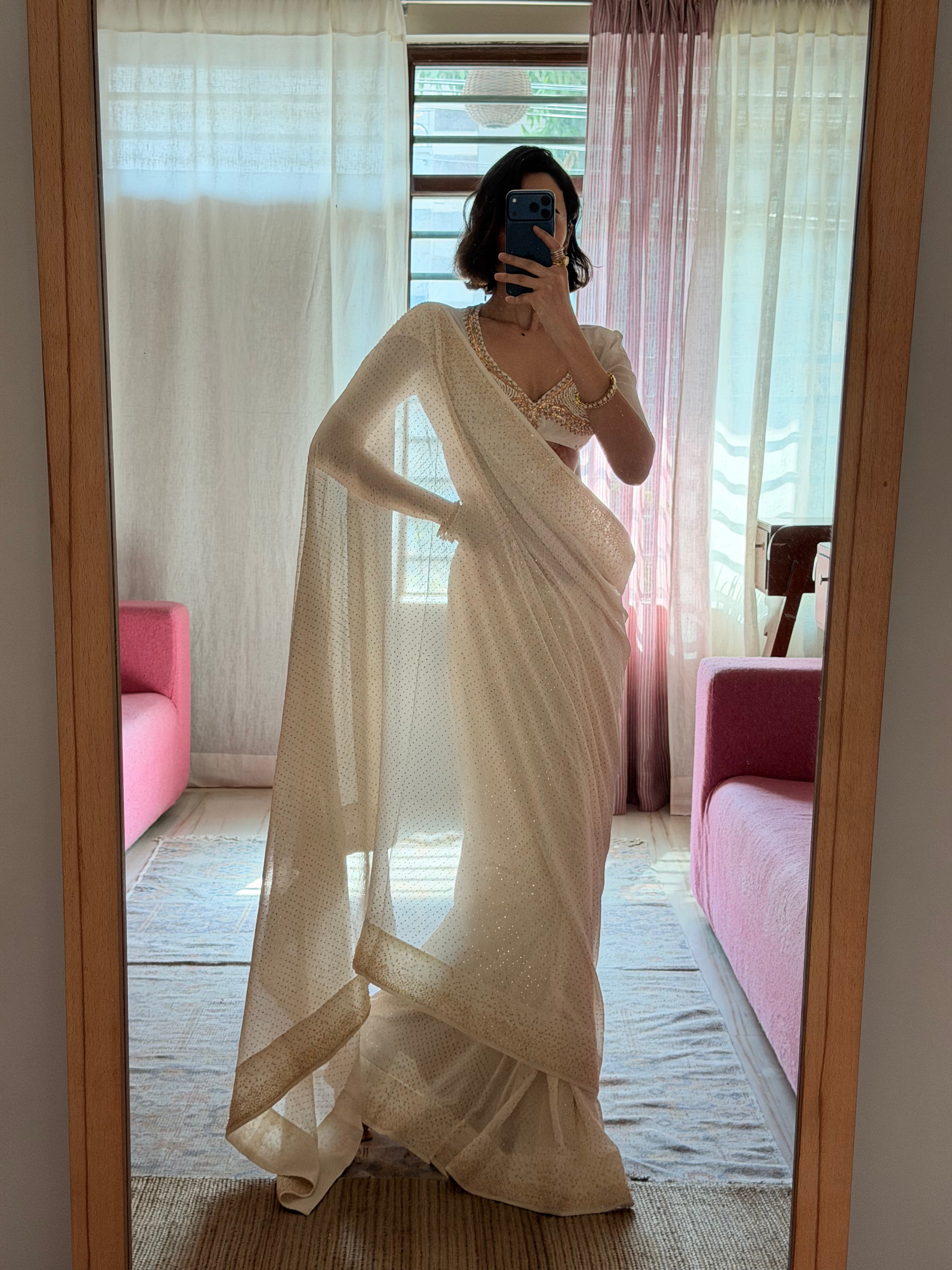 Mukaish Georgette Saree