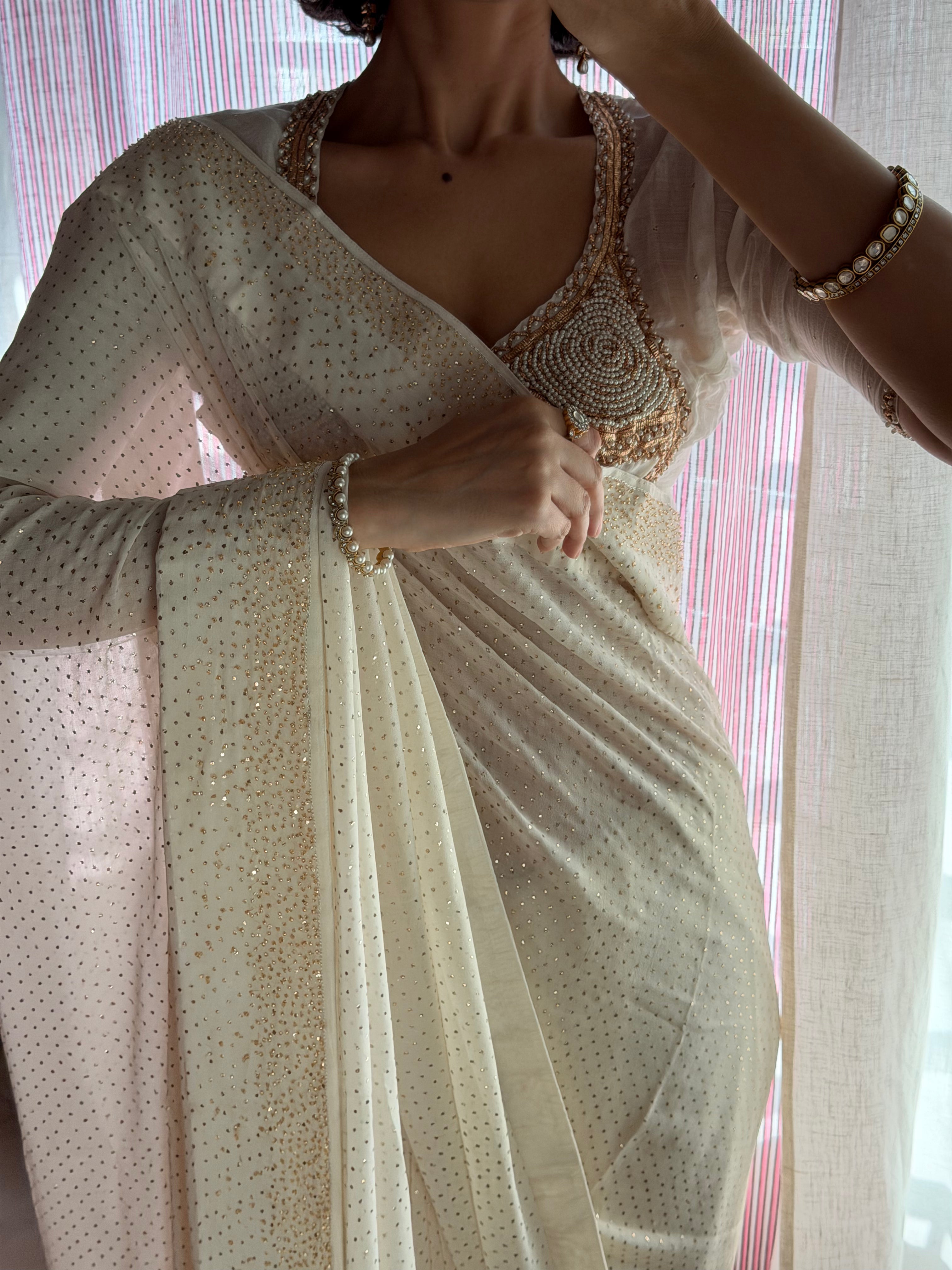 Mukaish Georgette Saree