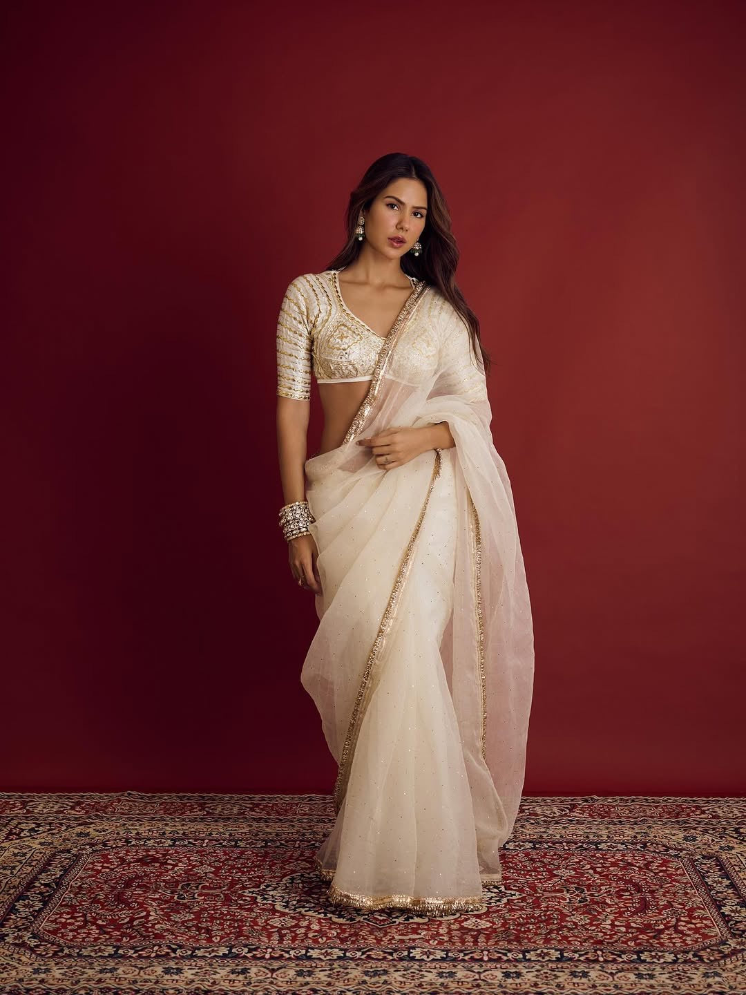 Ivory Organza Saree