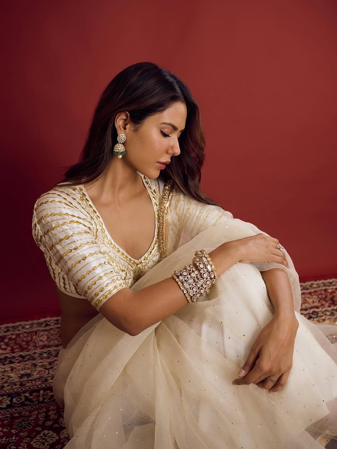 Ivory Organza Saree