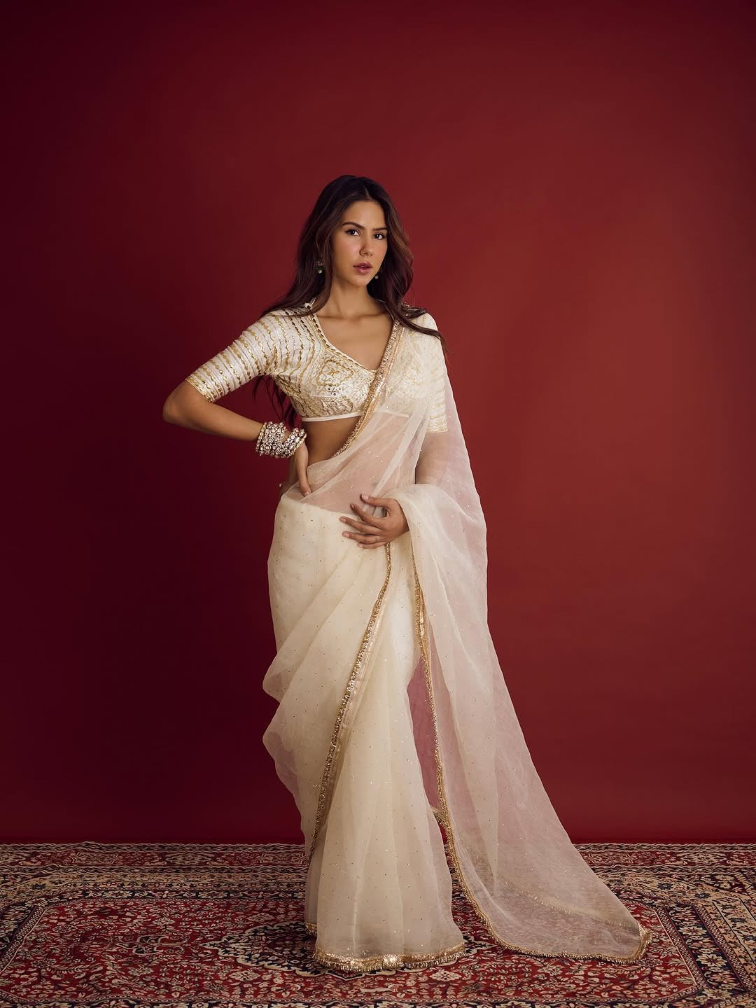 Ivory Organza Saree