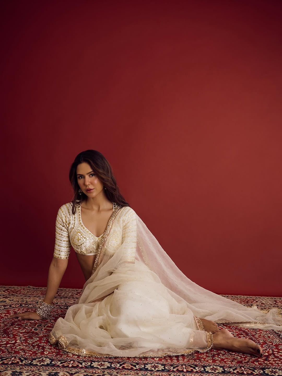 Ivory Organza Saree