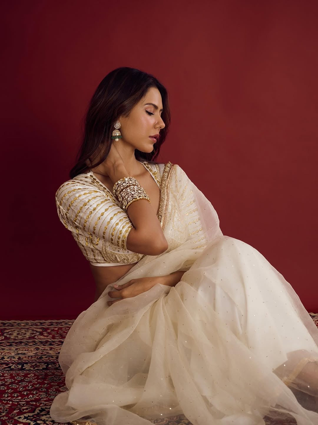 Ivory Organza Saree