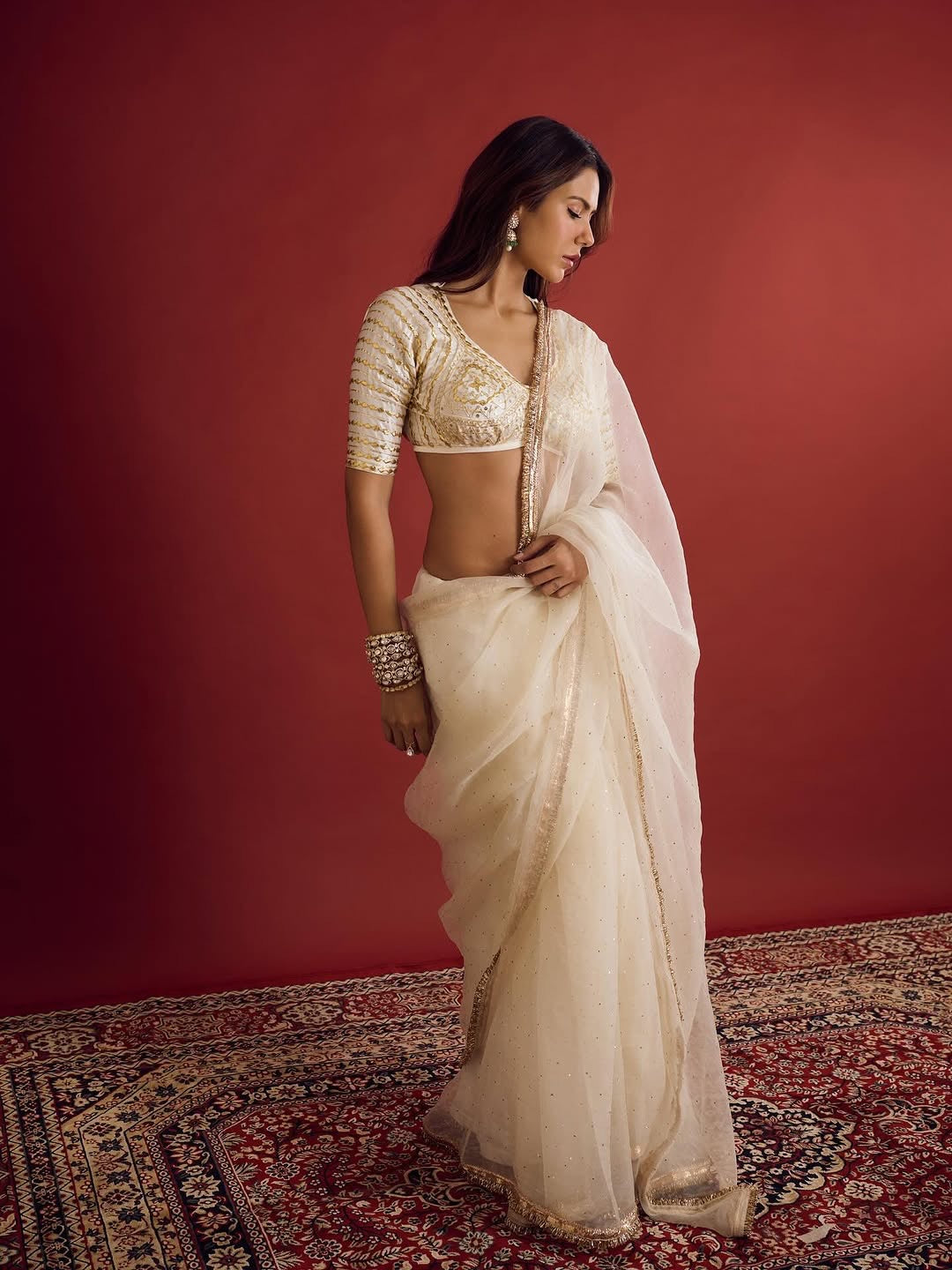 Ivory Organza Saree