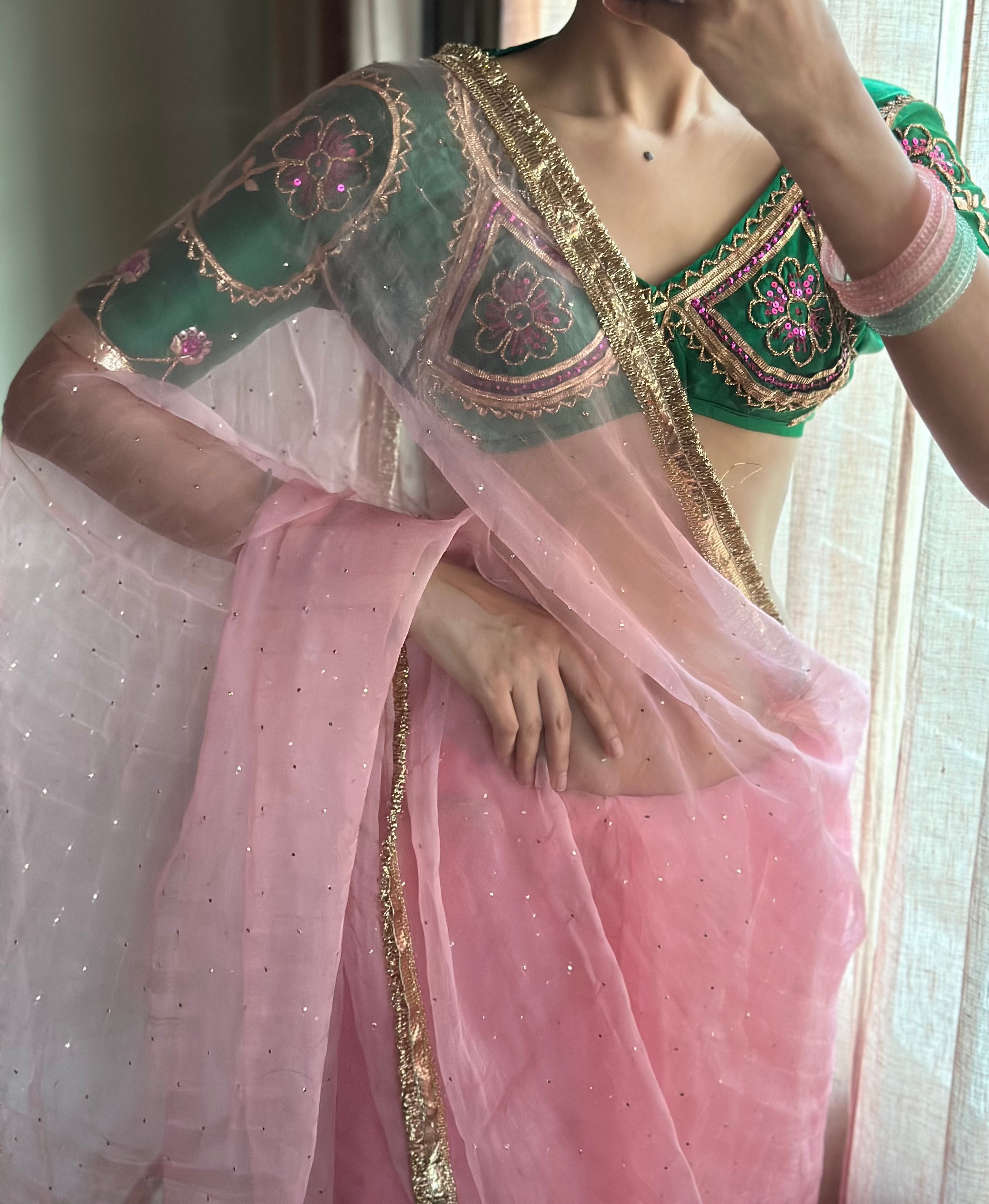 Pink Organza Saree
